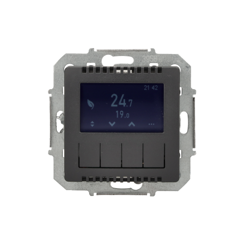 Regulator temperatury z wyświetlaczem (czujnik wewnętrzny lub sonda) Simon 82 8200811-038 Kontakt-Simon grafit