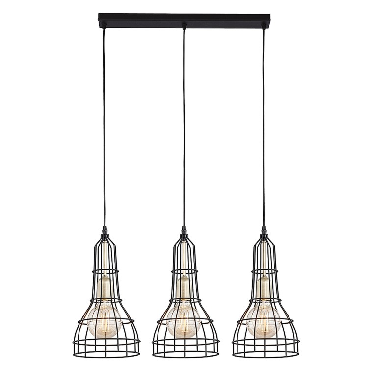 LONG Lampa wisząca 3 Listwa 2209 TK Lighting Złoty, Czarny Czarny