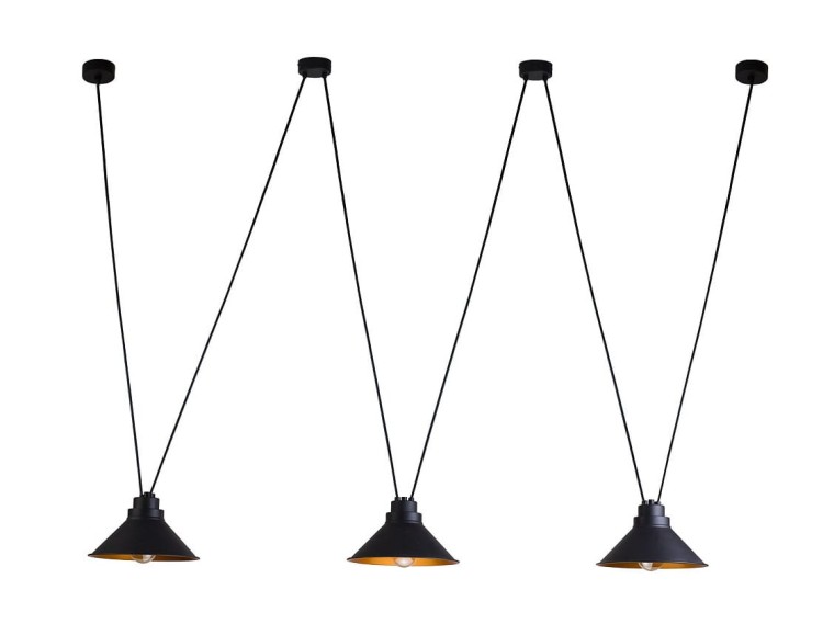 Lampa sufitowa wisząca Industrialna Loft PERM III 9146 NOWODVORSKI Lighting 3xE27 nowoczesna oprawa oświetleniowa metal żyrandol czarno-miedziany czarna potrójna zwis Inspiracje Premium