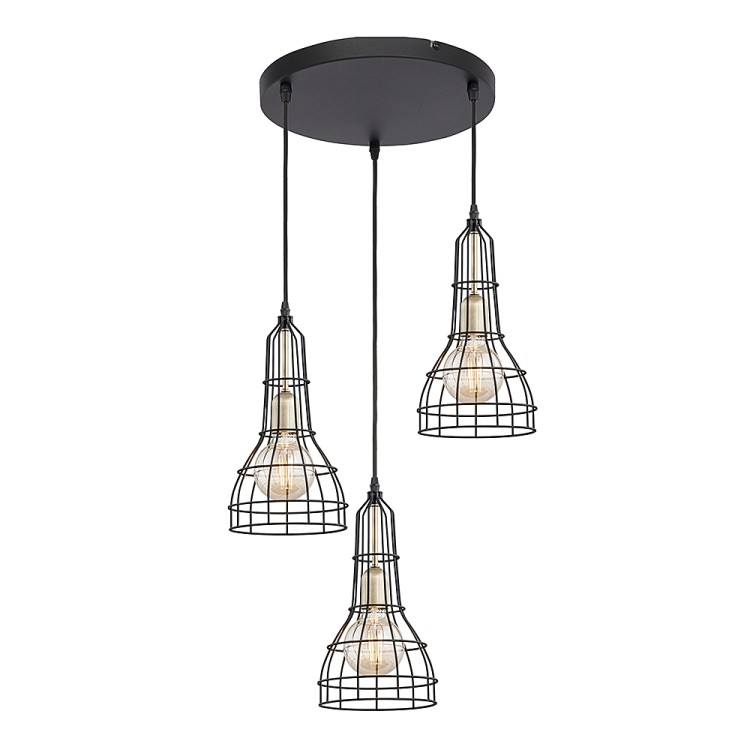 LONG Lampa wisząca 3 Koło 2230 TK Lighting Złoty, Czarny Czarny