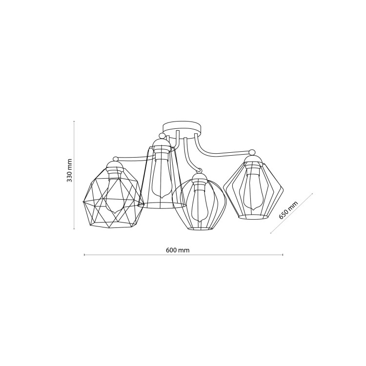 GALAXY Lampa sufitowa 4 1645 TK Lighting Miedziany, Czarny Czarny
