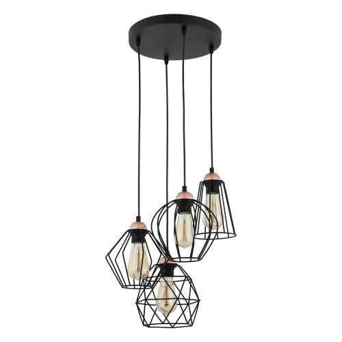 GALAXY Lampa wisząca 4 1643 TK Lighting Miedziany, Czarny Czarny
