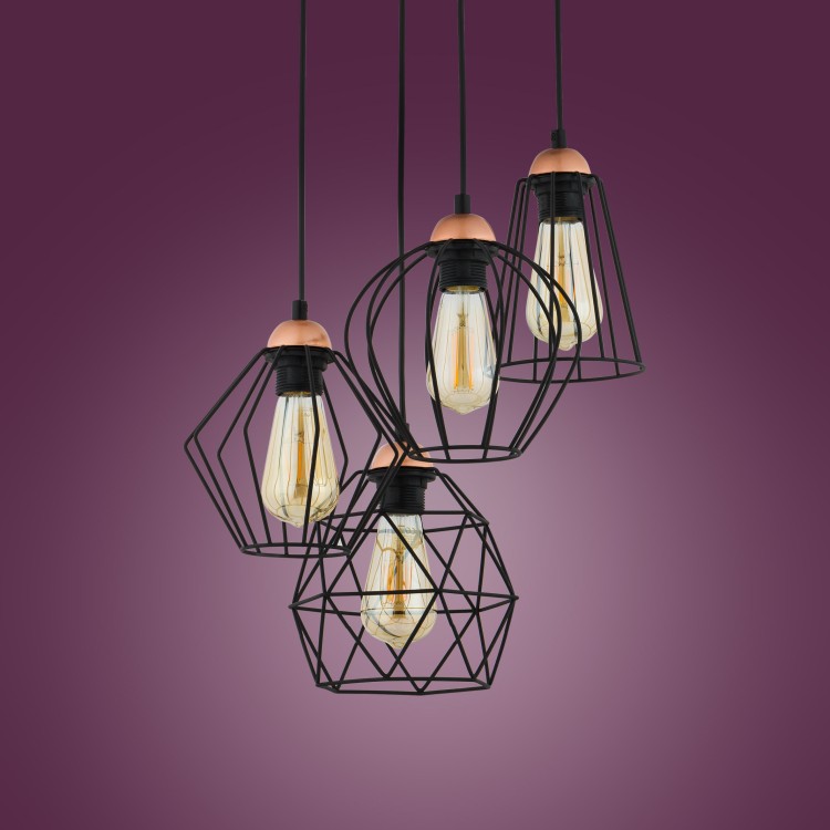 GALAXY Lampa wisząca 4 1643 TK Lighting Miedziany, Czarny Czarny