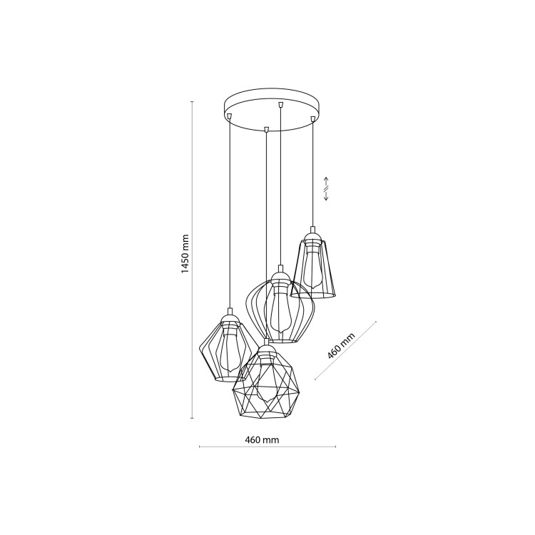 GALAXY Lampa wisząca 4 1643 TK Lighting Miedziany, Czarny Czarny