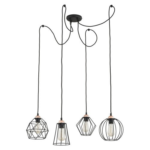 GALAXY PAJĄK Lampa wisząca 4 PŁ 1646 TK Lighting Miedziany, Czarny Czarny