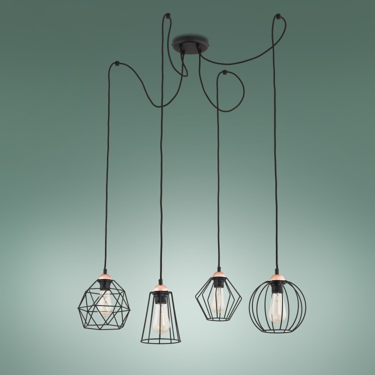 GALAXY PAJĄK Lampa wisząca 4 PŁ 1646 TK Lighting Miedziany, Czarny Czarny