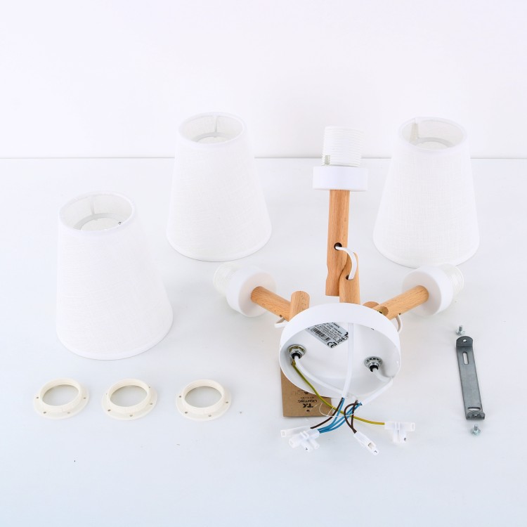 VAIO WHITE Lampa sufitowa 3 665 TK Lighting Biały, Sosna Biały