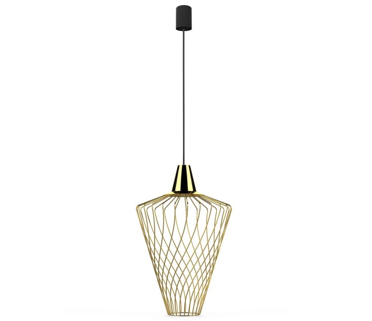 Lampa sufitowa wisząca Industrialna Loft WAVE GOLD L 8857 NOWODVORSKI Lighting E27  oświetleniowa żyrandol nowoczesna metal do Kuchni Jadalni nad stół blat wyspę złoty mosiądz złota zwis Inspiracje Premium