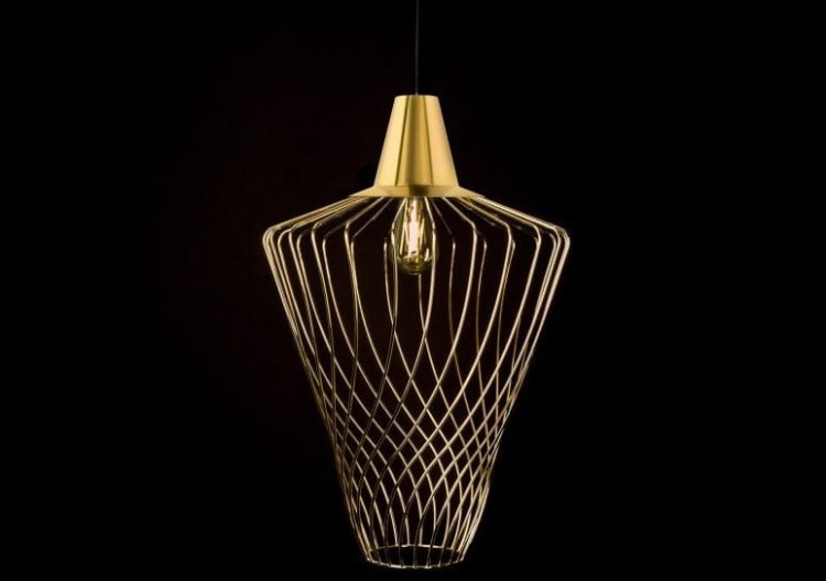 Lampa sufitowa wisząca Industrialna Loft WAVE GOLD L 8857 NOWODVORSKI Lighting E27  oświetleniowa żyrandol nowoczesna metal do Kuchni Jadalni nad stół blat wyspę złoty mosiądz złota zwis Inspiracje Premium