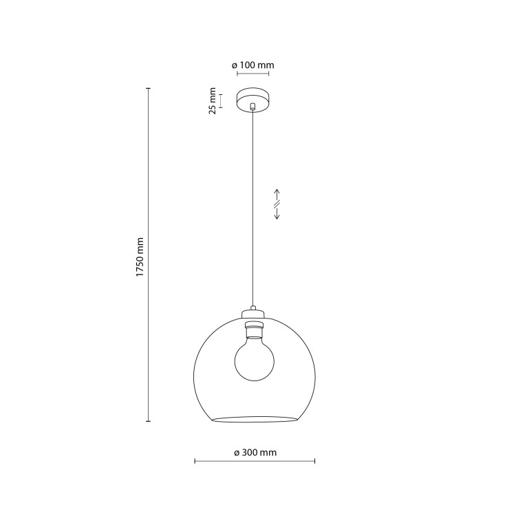 CUBUS Lampa wisząca 1 PŁ TRANSPARENT 2076 TK Lighting Czarny Transparentny
