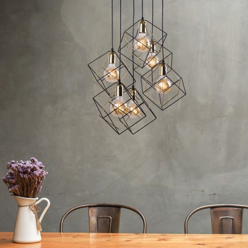 ALAMBRE Lampa wisząca 6 PŁ CZ/ZŁ 2779 TK Lighting Czarny Złoty, Czarny