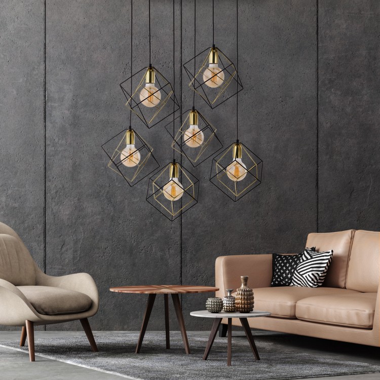 ALAMBRE Lampa wisząca 6 PŁ CZ/ZŁ 2779 TK Lighting Czarny Złoty, Czarny