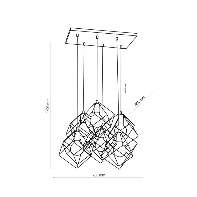 ALAMBRE Lampa wisząca 6 PŁ CZ/ZŁ 2779 TK Lighting Czarny Złoty, Czarny