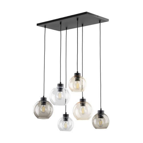 CUBUS Lampa wisząca 6 PŁ 2164 TK Lighting Czarny Transparentny, Szary, Bursztynowy