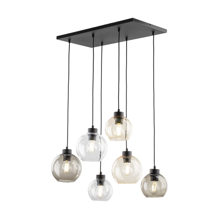 CUBUS Lampa wisząca 6 PŁ 2164 TK Lighting Czarny Transparentny, Szary, Bursztynowy