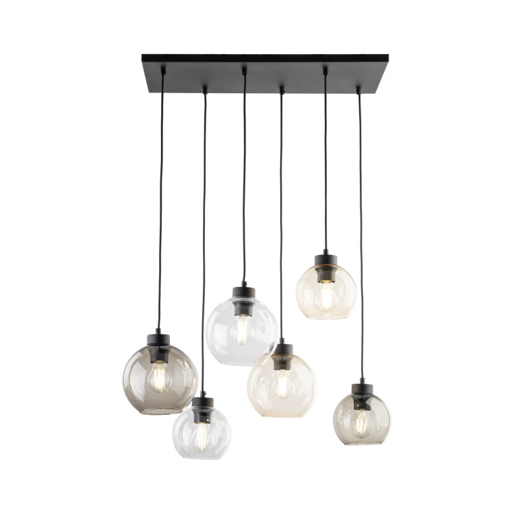 CUBUS Lampa wisząca 6 PŁ 2164 TK Lighting Czarny Transparentny, Szary, Bursztynowy