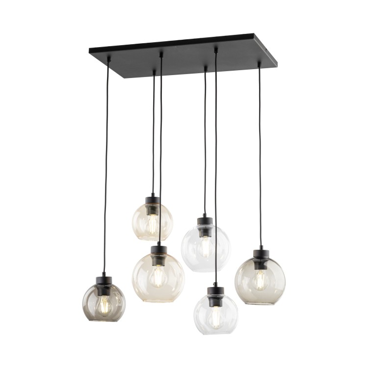 CUBUS Lampa wisząca 6 PŁ 2164 TK Lighting Czarny Transparentny, Szary, Bursztynowy