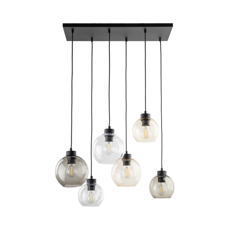 CUBUS Lampa wisząca 6 PŁ 2164 TK Lighting Czarny Transparentny, Szary, Bursztynowy