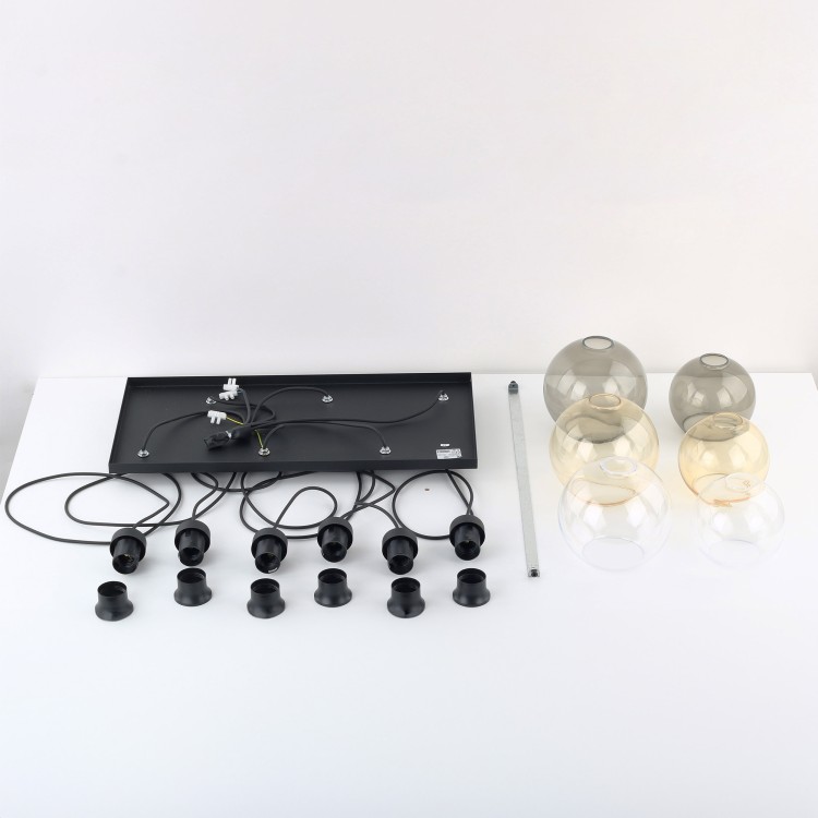CUBUS Lampa wisząca 6 PŁ 2164 TK Lighting Czarny Transparentny, Szary, Bursztynowy