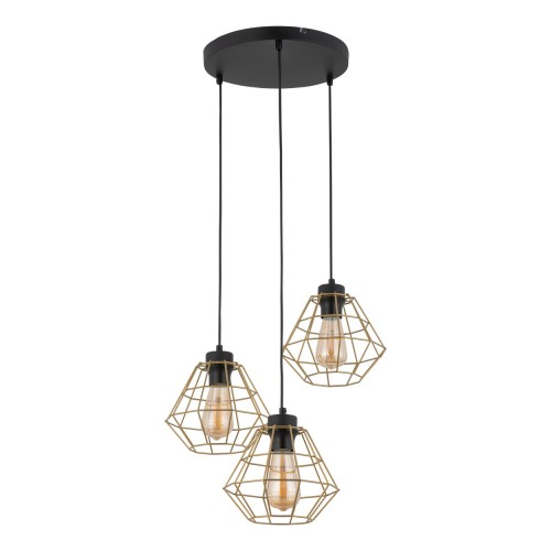 DIAMOND GOLD Lampa wisząca 3 PŁ 4451 TK Lighting Czarny Złoty