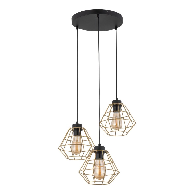 DIAMOND GOLD Lampa wisząca 3 PŁ 4451 TK Lighting Czarny Złoty