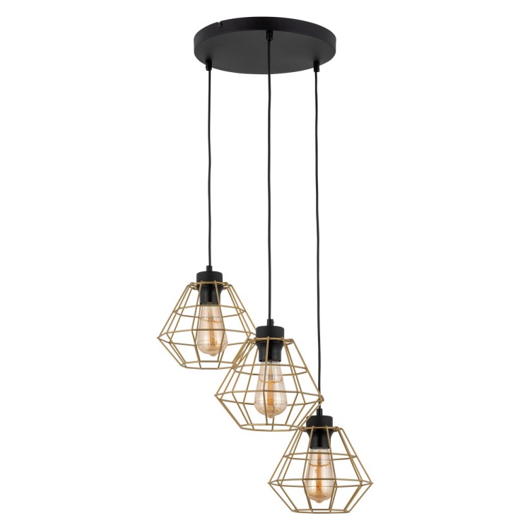 DIAMOND GOLD Lampa wisząca 3 PŁ 4451 TK Lighting Czarny Złoty