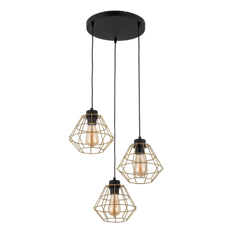 DIAMOND GOLD Lampa wisząca 3 PŁ 4451 TK Lighting Czarny Złoty