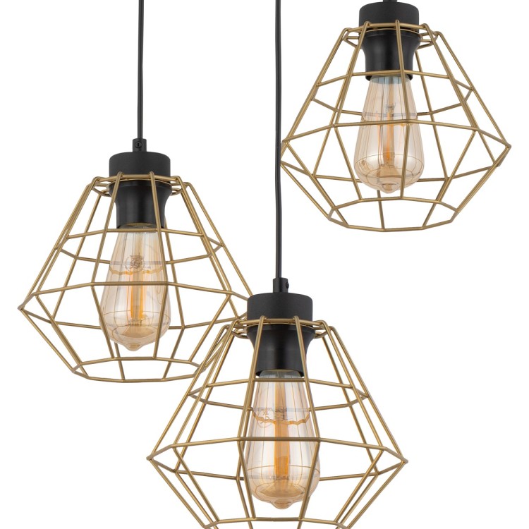 DIAMOND GOLD Lampa wisząca 3 PŁ 4451 TK Lighting Czarny Złoty