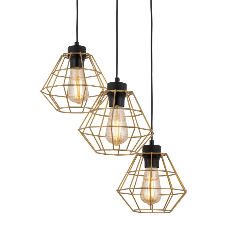 DIAMOND GOLD Lampa wisząca 3 PŁ 4451 TK Lighting Czarny Złoty