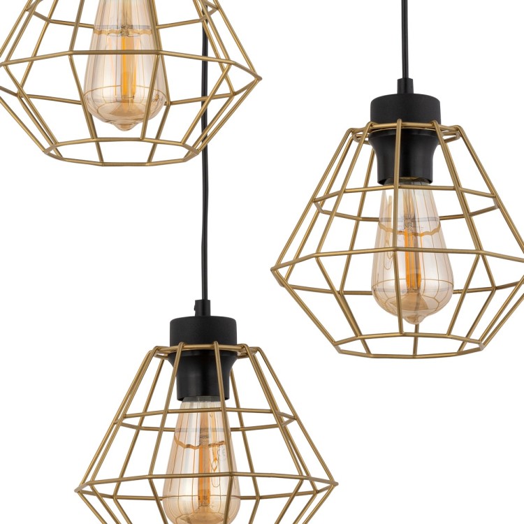 DIAMOND GOLD Lampa wisząca 3 PŁ 4451 TK Lighting Czarny Złoty