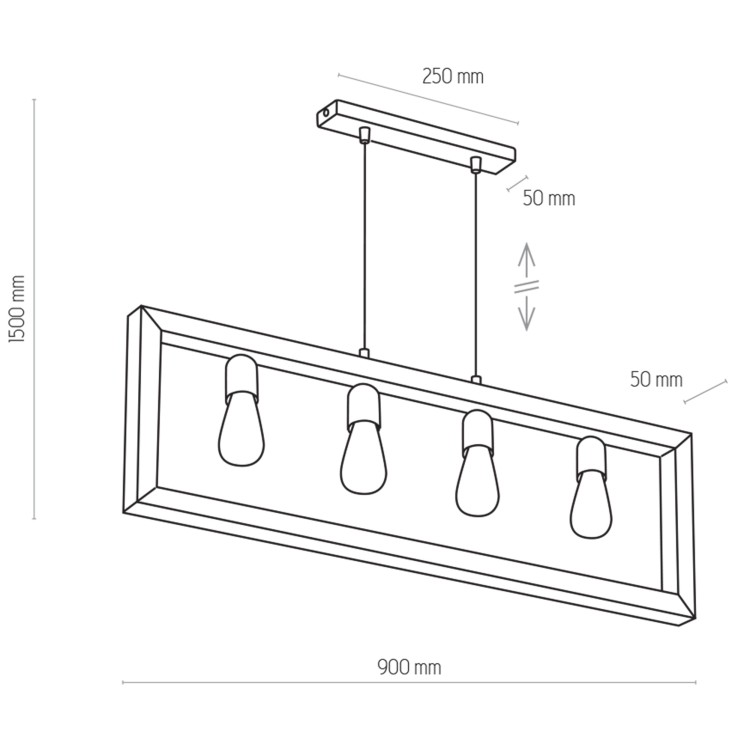 METRO Lampa wisząca 4 PŁ FSC 100%, SA-COC-006060 4276 TK Lighting Sosna, Czarny