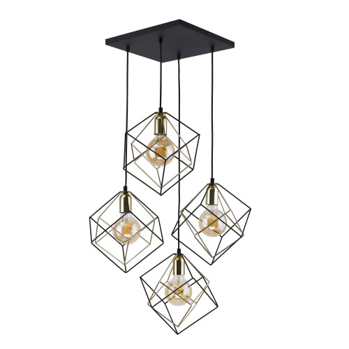 ALAMBRE Lampa wisząca 4 PŁ CZ/ZŁ 2778 TK Lighting Czarny Złoty, Czarny