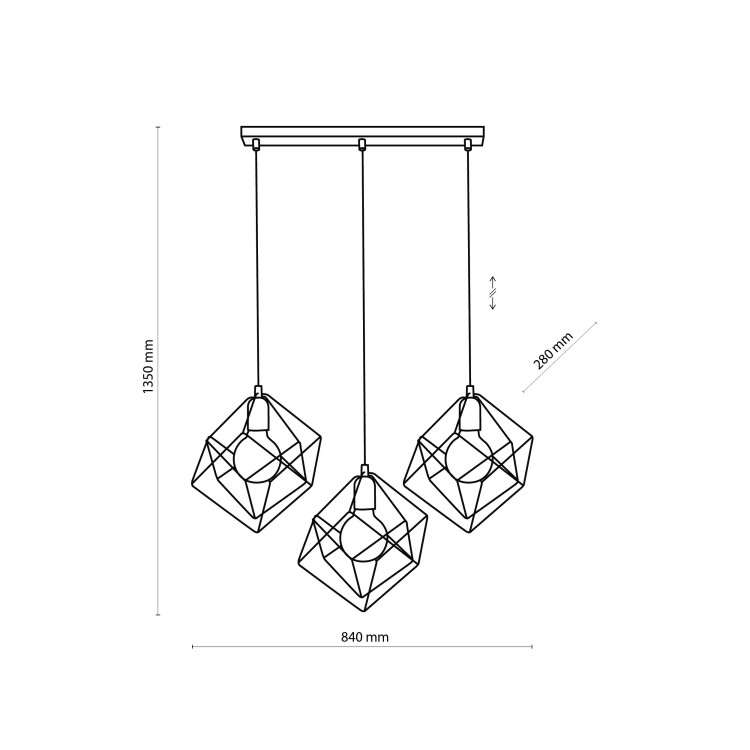 ALAMBRE Lampa wisząca 3 PŁ Listwa CZ/ZŁ 2699 TK Lighting Czarny Złoty, Czarny