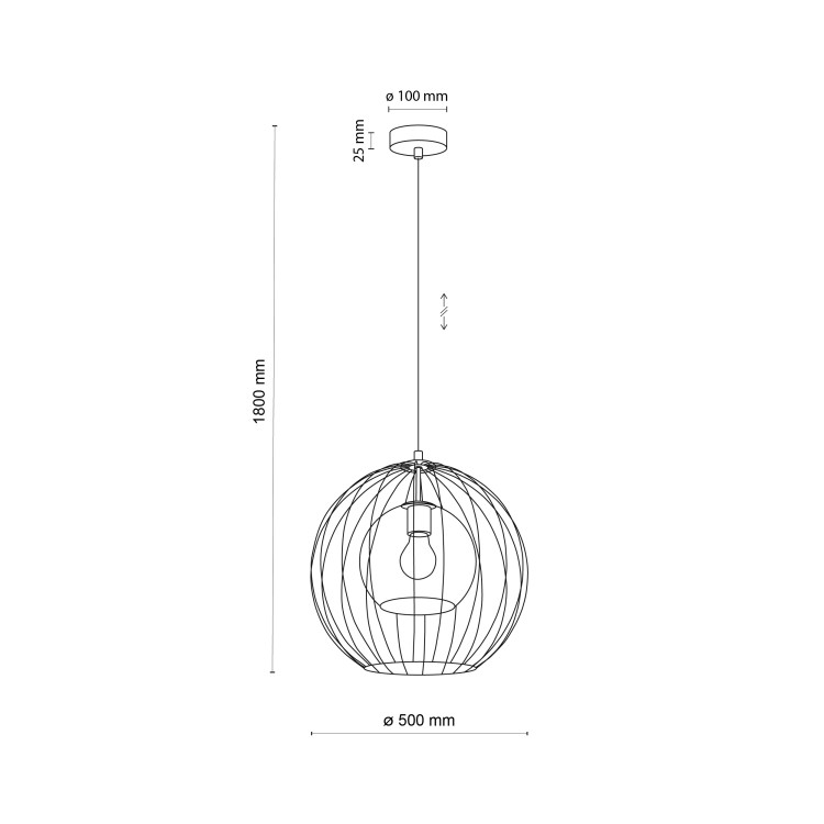UNIVERSO BLACK 500 Lampa wisząca 1 2552 TK Lighting Czarny Grafitowy, Czarny