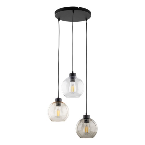 CUBUS Lampa wisząca 3 PŁOMIENNA 2831 TK Lighting Czarny Transparentny, Szary, Bursztynowy