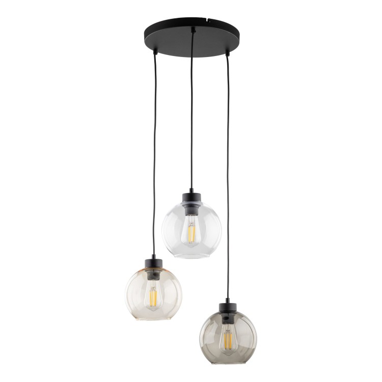 CUBUS Lampa wisząca 3 PŁOMIENNA 2831 TK Lighting Czarny Transparentny, Szary, Bursztynowy