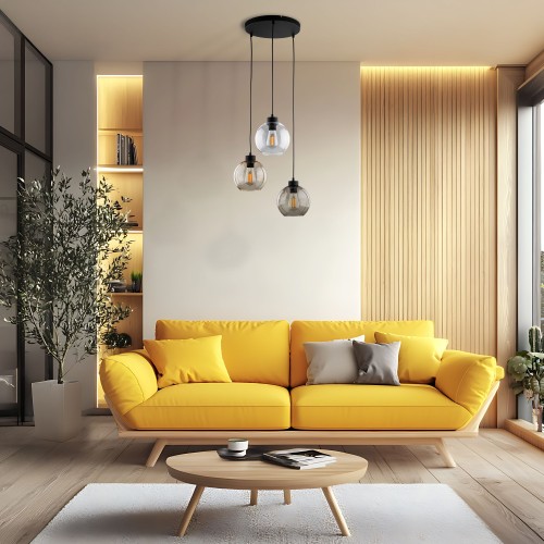 CUBUS Lampa wisząca 3 PŁOMIENNA 2831 TK Lighting Czarny Transparentny, Szary, Bursztynowy