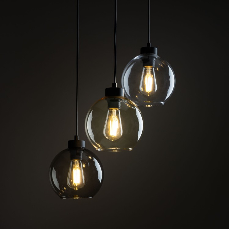 CUBUS Lampa wisząca 3 PŁOMIENNA 2831 TK Lighting Czarny Transparentny, Szary, Bursztynowy