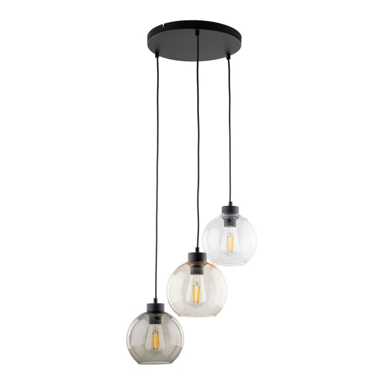 CUBUS Lampa wisząca 3 PŁOMIENNA 2831 TK Lighting Czarny Transparentny, Szary, Bursztynowy