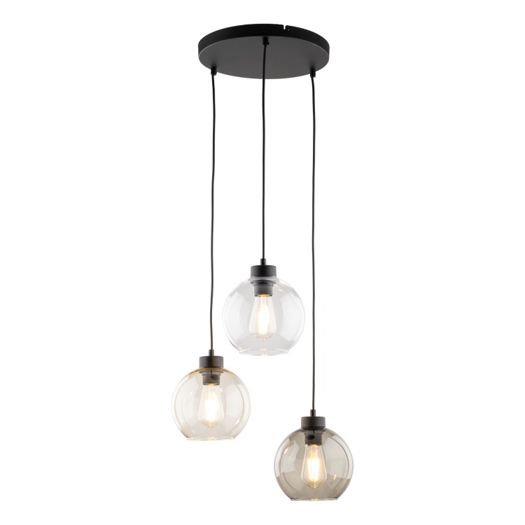 CUBUS Lampa wisząca 3 PŁOMIENNA 2831 TK Lighting Czarny Transparentny, Szary, Bursztynowy