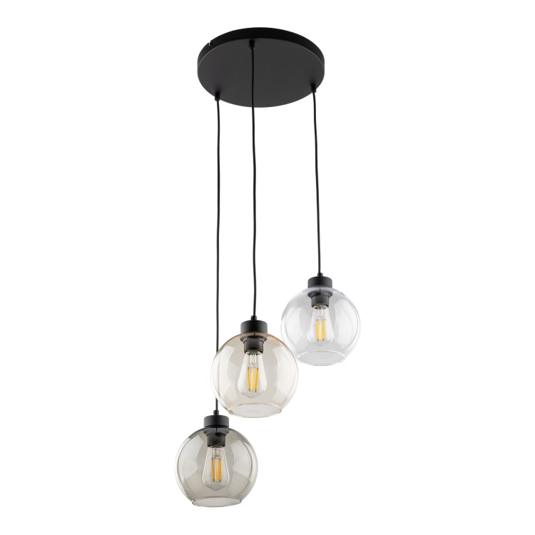 CUBUS Lampa wisząca 3 PŁOMIENNA 2831 TK Lighting Czarny Transparentny, Szary, Bursztynowy