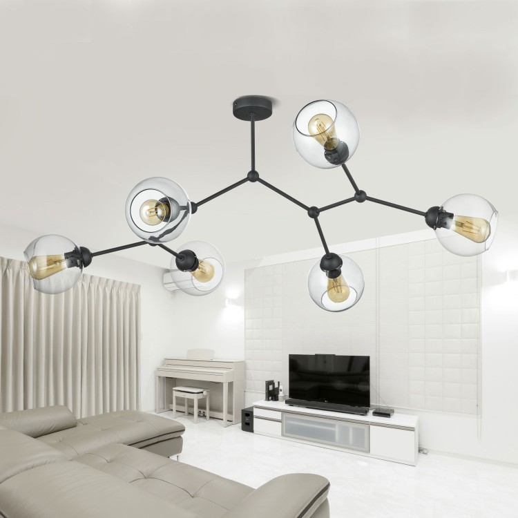 FAIRY Lampa sufitowa 6 PŁ CZARNA 2731 TK Lighting Czarny Grafitowy