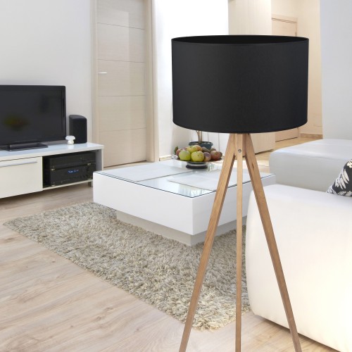 TREVISO BLACK Lampa podłogowa 1 PŁ FSC 100%, SA-COC-006060 5039 TK Lighting Sosna Czarny