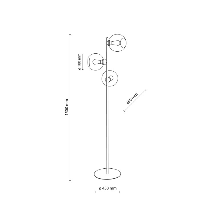 CUBUS GRAPHITE Lampa podłogowa 3 PŁ 5239 TK Lighting Czarny Grafitowy