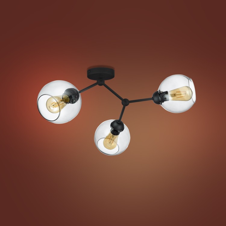 FAIRY Lampa sufitowa 3 PŁ CZARNA 4372 TK Lighting Czarny Grafitowy