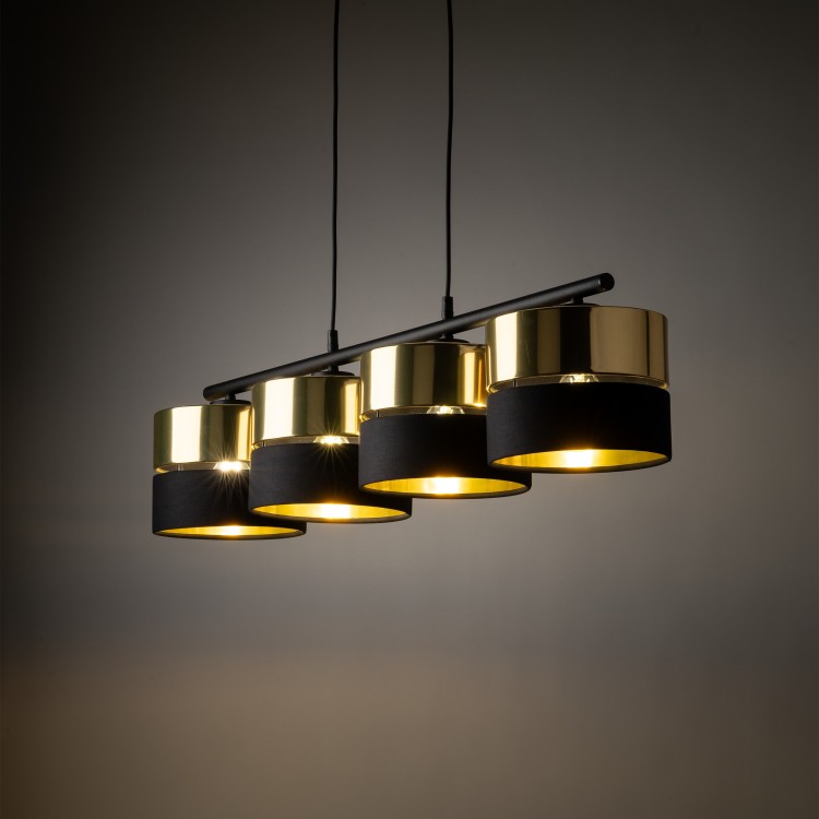 HILTON BLACK/GOLD Lampa wisząca 4 4342 TK Lighting Czarny Złoty, Czarny