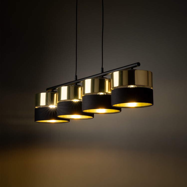 HILTON BLACK/GOLD Lampa wisząca 4 4342 TK Lighting Czarny Złoty, Czarny