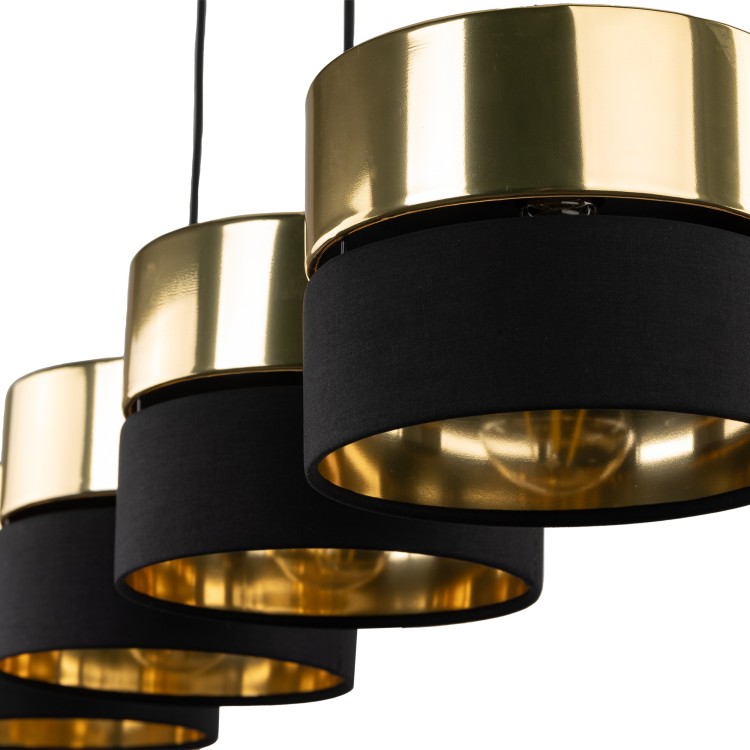 HILTON BLACK/GOLD Lampa wisząca 4 4342 TK Lighting Czarny Złoty, Czarny
