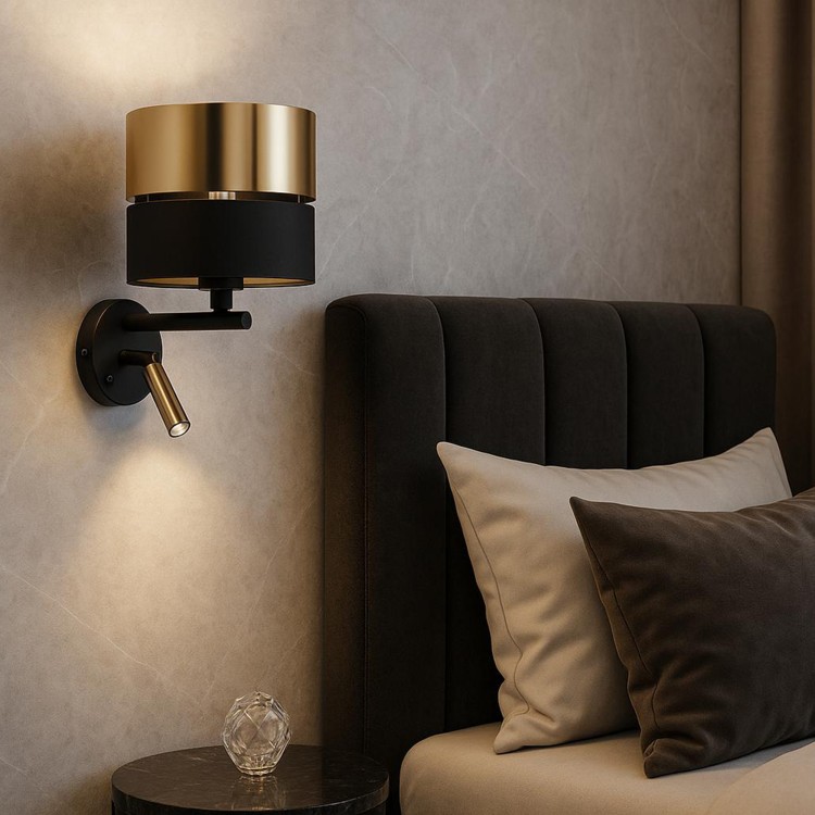 HILTON BLACK/GOLD Kinkiet 1 4344 TK Lighting Czarny Złoty, Czarny