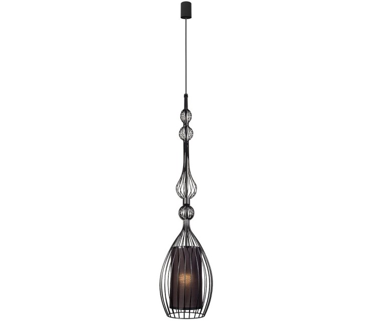 Lampa sufitowa wisząca Industrialna Loft ABI L BLACK 8864 NOWODVORSKI Lighting E27 oświetleniowa żyrandol nowoczesny metal tkanina do Kuchni Jadalni nad stół blat wyspę czarny czarna zwis Inspiracje Premium